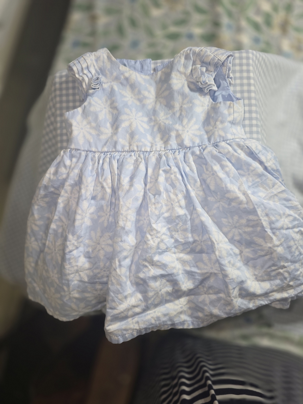Carter's Light Blue and White Floral Cotton Dress